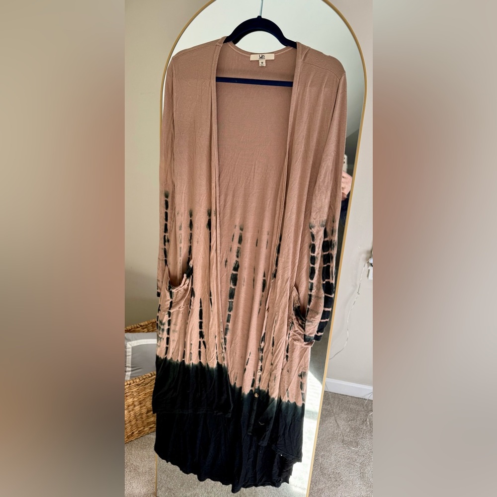 Brown and Black Boho Duster Sweater Size M